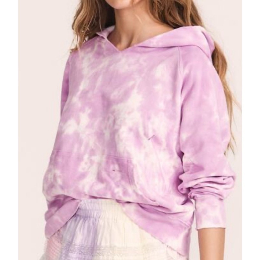 LOVESHACKFANCY Addison Distressed Hoodie and Yolanda Joggers in Purple Iris